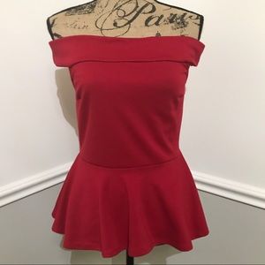 Red/burgundy strapless top